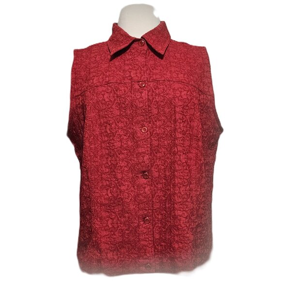 C.J. Banks Button Front Collared Vest Size 1X - Picture 2 of 14